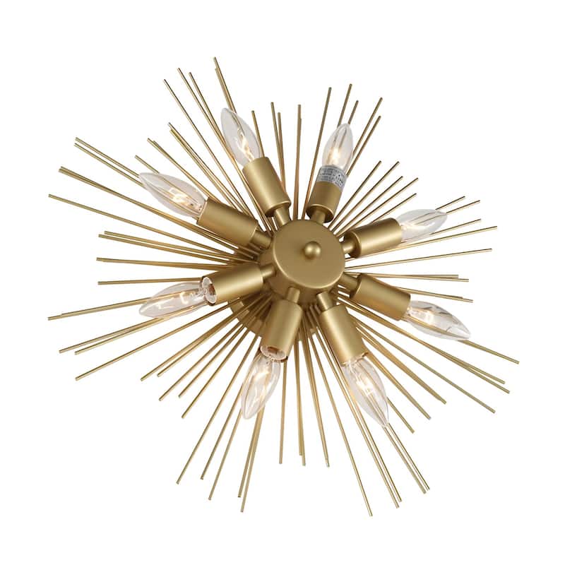 Steel Flush Mounted Star Sconce, Black or Gold Sci-fi Futuristic Wall Light