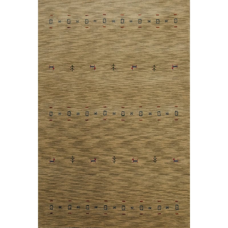 Handmade Wool Gabbeh Oriental Accent Rug Tribal Geometric Carpet - 5' 9'' X 4' 3''