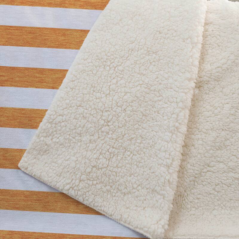 Premium Machine Washable Modern Stripes Sherpa Throw Blanket