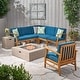 preview thumbnail 10 of 17, Illona Outdoor Acacia Sofa Set by Christopher Knight Home