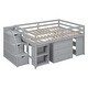 preview thumbnail 4 of 7, Gray Full Size Solid Wood Loft Bed with Retractable Desk, Storage Stairs, Storage Drawers, and Shelves