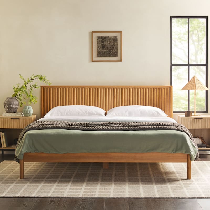 Middlebrook Designs Transitional Solid Wood Reeded King Bed - Blonde