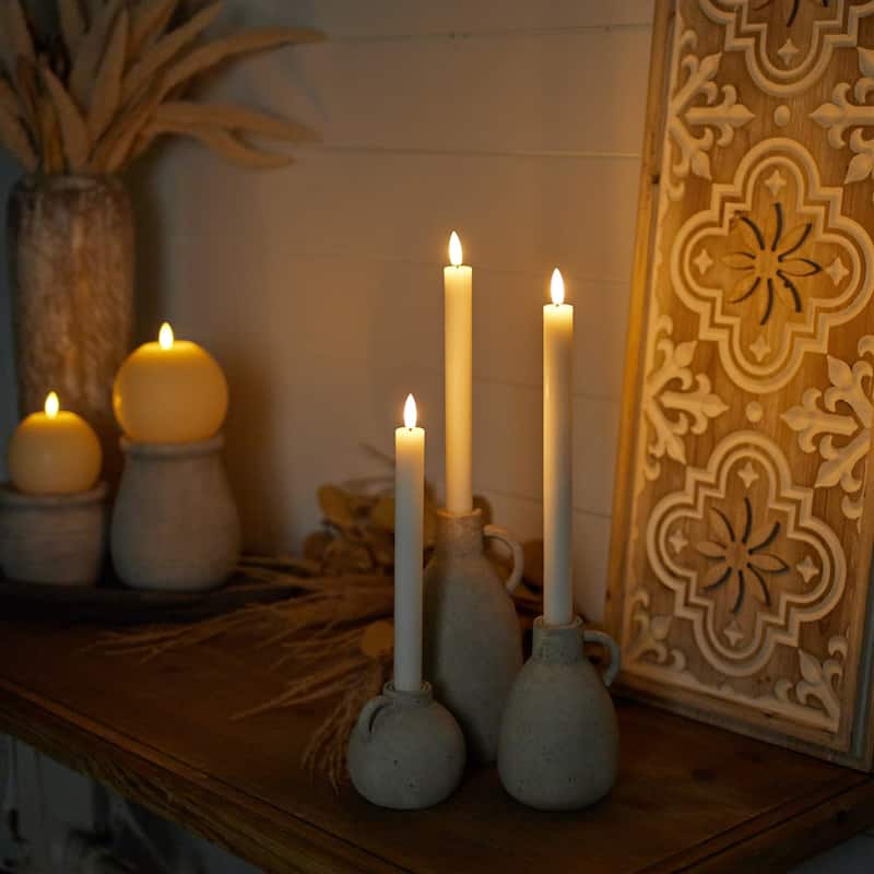 LED Lighted Flameless Taper Candles - 11" - White - Set of 2