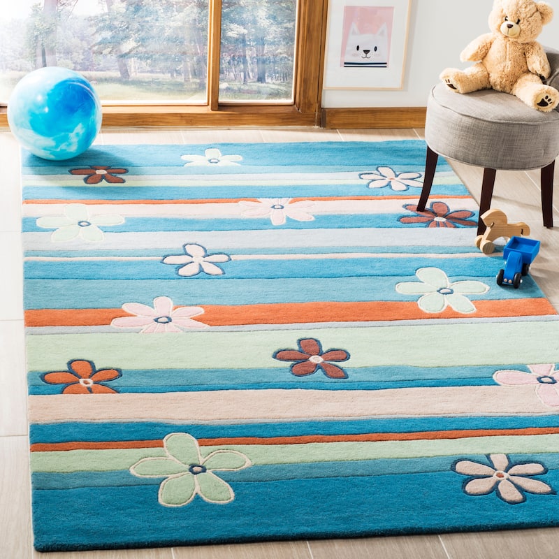 SAFAVIEH Handmade Kids Jasmyne Wool Rug - 3' x 5' - Blue/Multi