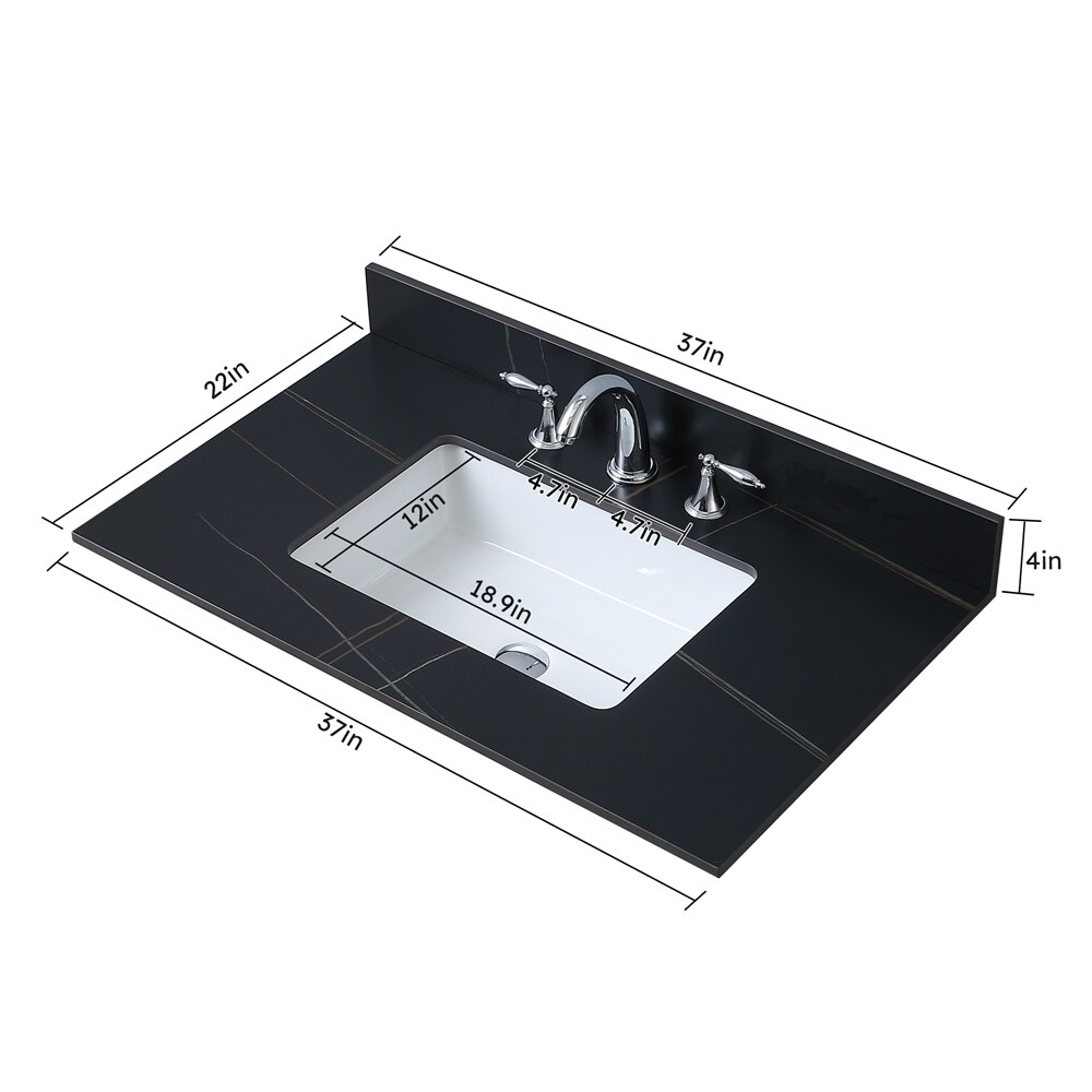 37inch Bathroom Vanity Top with Undermount Sink and 3 Faucet Hole 