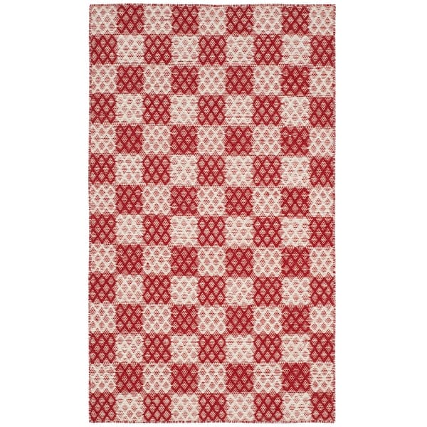 slide 2 of 3, SAFAVIEH Handmade Checker Kilim Melanie Check Wool Rug 2'6" x 4' - Red - Rectangle