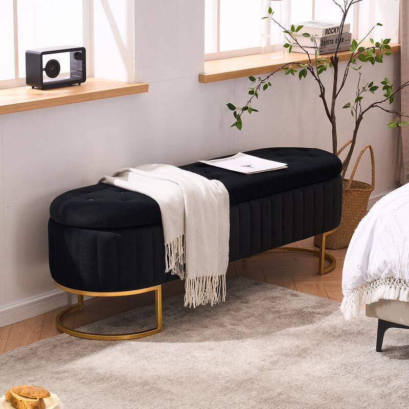 Velvet Storage Bench for Bedroom