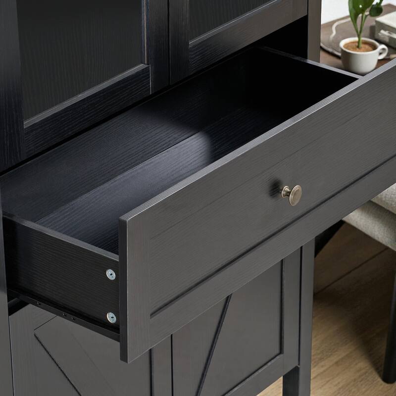 Vintage Dome Cabinet with Arched Design, Large Storage Display Cabinet with Adjustable Shelves for Living Room