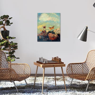 Wynwood Studio Canvas Animals Odilon Redon - Butterflies Blue and Celeste Traditional Wall Art Canvas Print