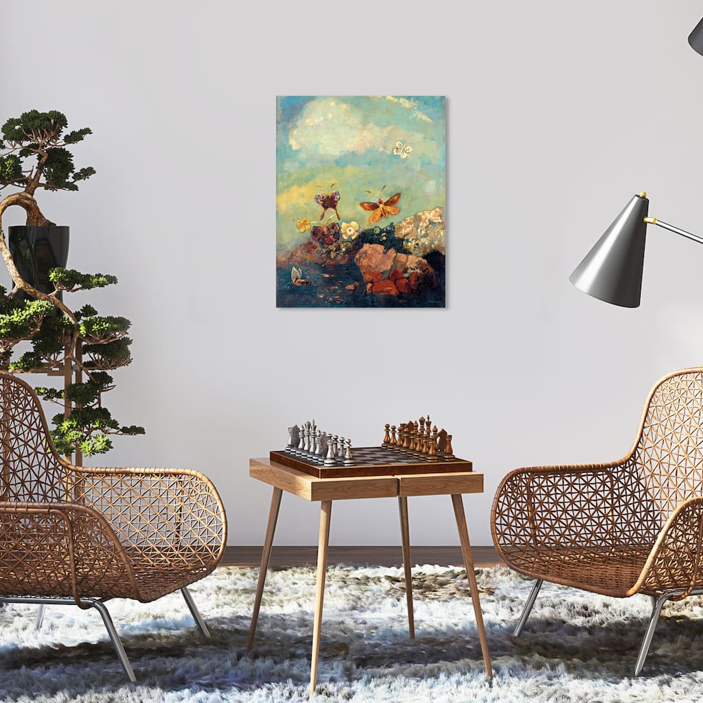 Wynwood Studio Canvas Animals Odilon Redon - Butterflies Blue and Celeste Traditional Wall Art Canvas Print