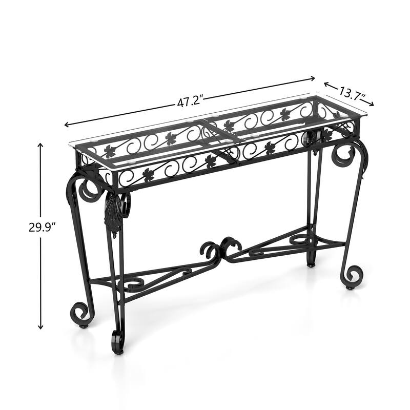 Modern Style Fancy Glass and Metal Console Table