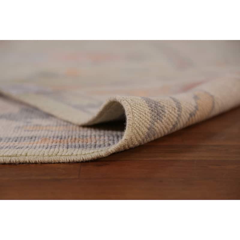 Hand Knotted Oriental 100% Wool Carpet Transitional All-Over Green Oushak Area Rug - 11' 4'' X 8' 8''