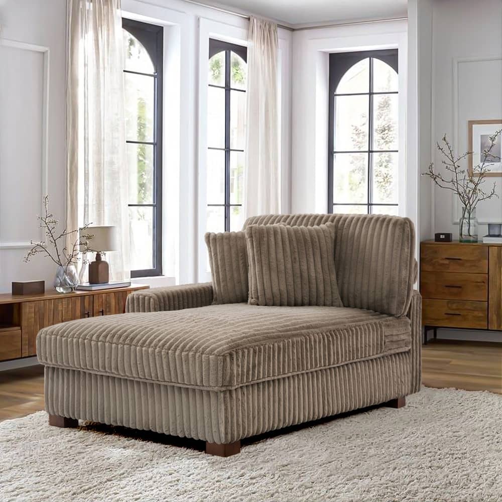 Plush Corduroy Chaise Armchair Modular Lounge Sectional Corner Sofa