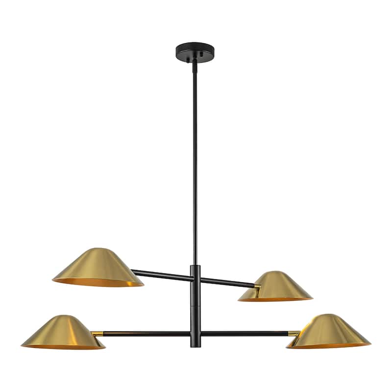 4-Light Modern Industrial Linear Sputnik Gold Chandelier for Dining Room/Living Room