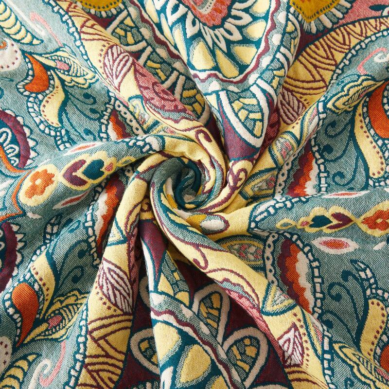 100% Cotton Boho Floral Thermal Breathable Jacquard Throw Blankets