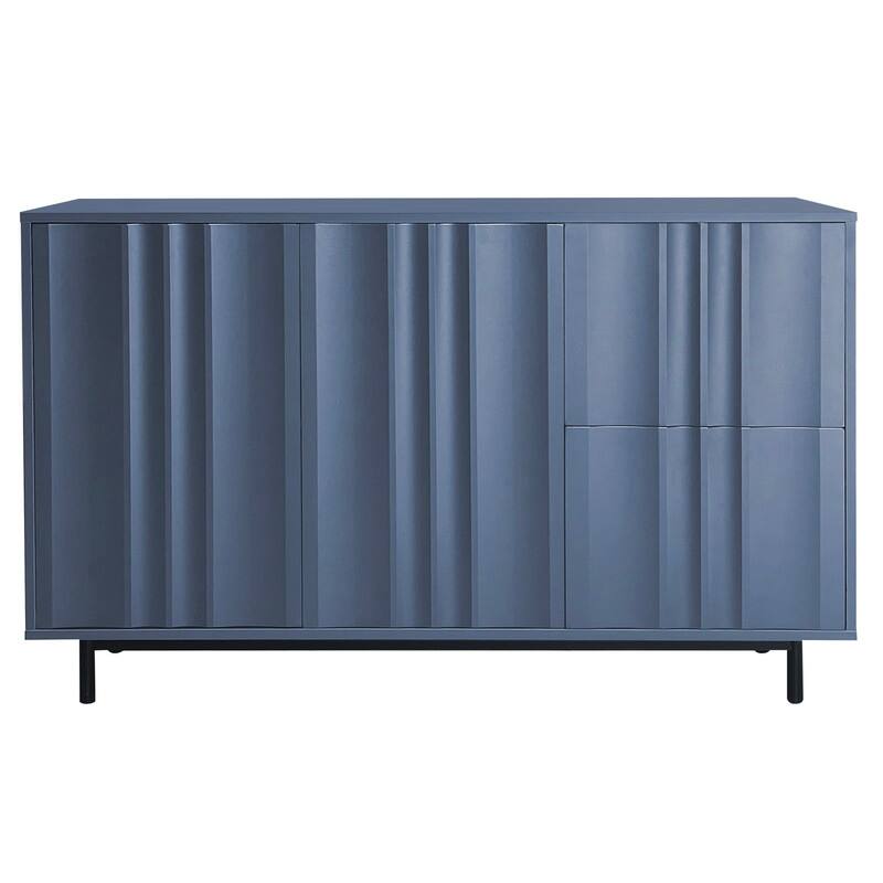 Wave Pattern Buffet Storage Cabinet with 2 Doors and 2 Drawers, Sideboard Cabinet Table with Adjustable Shelf