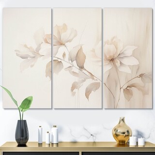 Designart "White Botanical Elegance II" Abstract Botanicals Canvas ...
