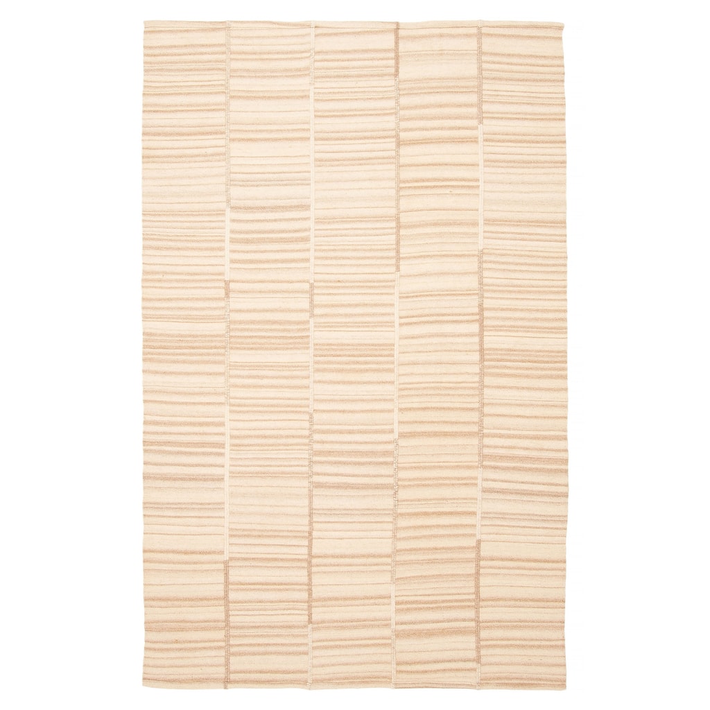 ECARPETGALLERY Flat-Weave Ankara FW Beige Wool Kilim - 5'1 x 8'1