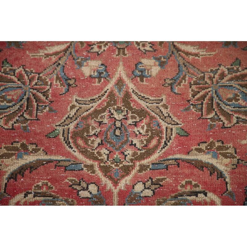 Hand Knotted Oriental 100% Wool Carpet Traditional Floral Pink Kashan Area Rug - 12' 11'' X 9' 7''