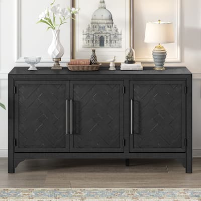 Designed Storage Cabinet Sideboard with MDF+Pine veneer, Adjustable Shelves