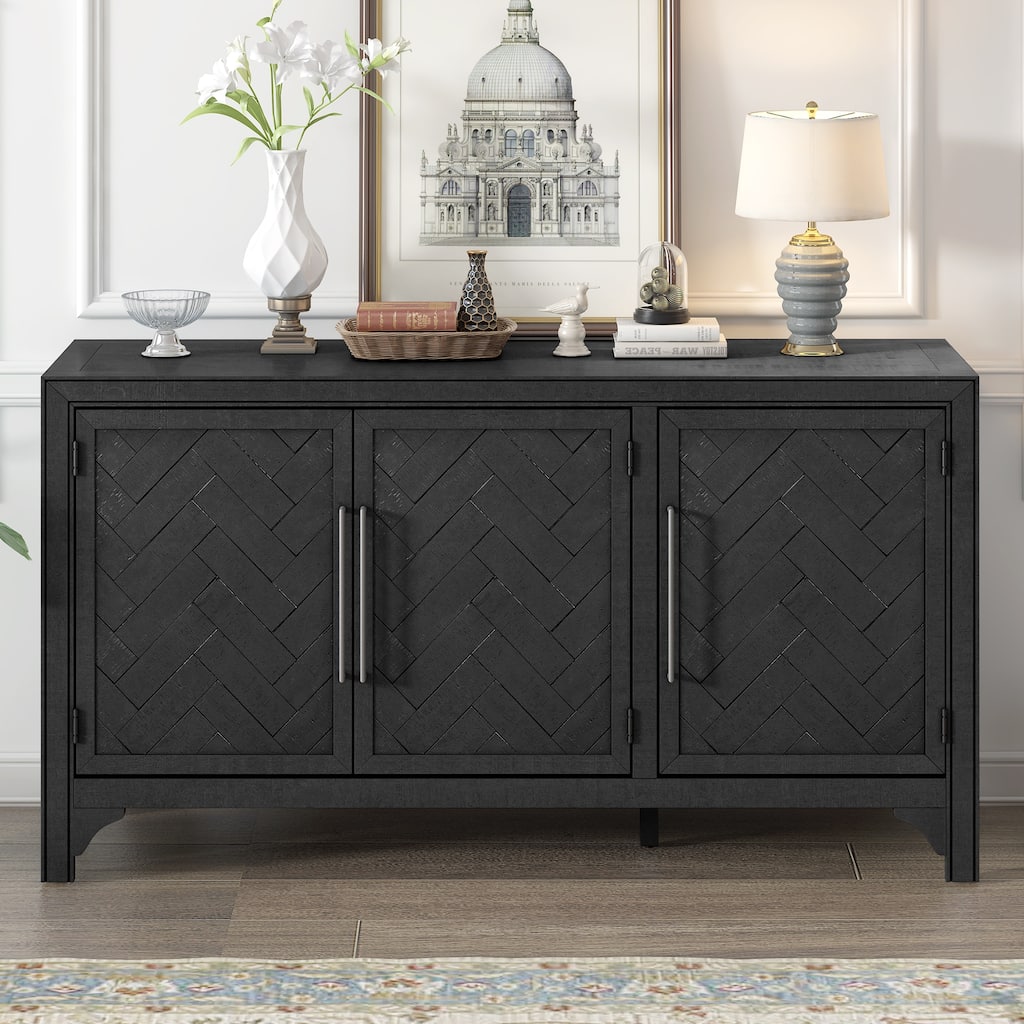 Designed Storage Cabinet Sideboard with MDF+Pine veneer , Adjustable Shelves