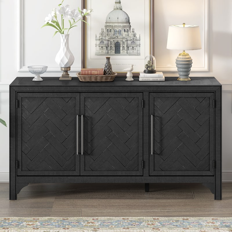Storage Cabinet Sideboard with Adjustable Shelves - Black