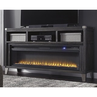 Signature Design by Ashley Todoe Brown Wood 65-inch TV Stand with Electric Fireplace