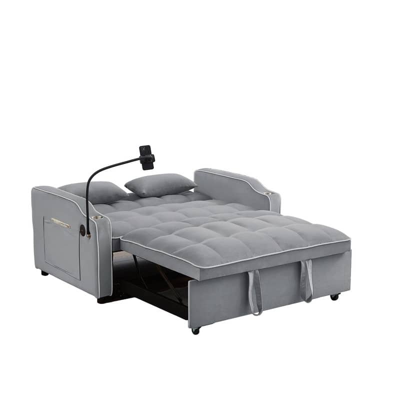 54.7" Velvet Double Upholstered Sofa Bed - Pink