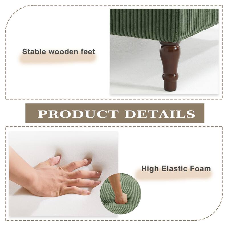 Modular Corduroy Tufted Storage Ottoman with Reversible Tabletop