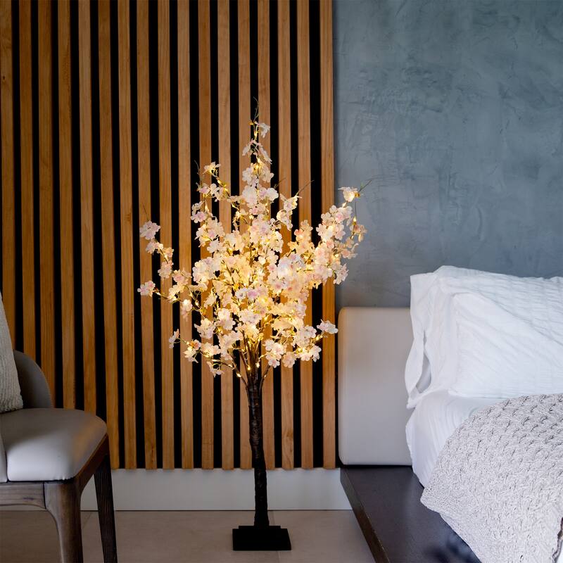 Pre-Lit Cherry Blossom Artificial Tree - 4' - Warm White LED Lights