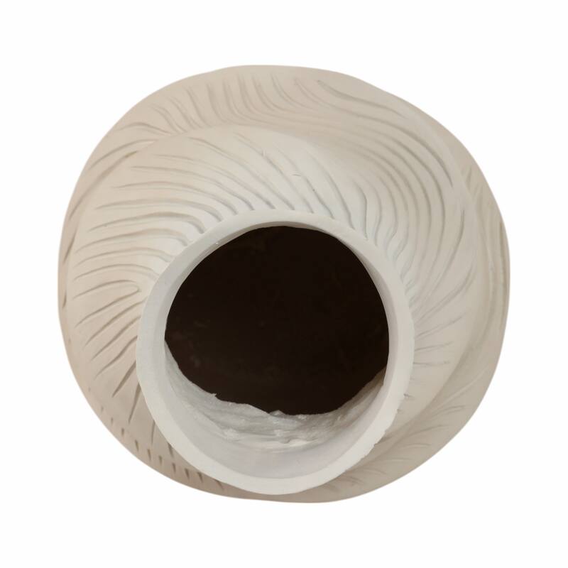 Resin Vase with Sculptural Textured Design and Curved Detailing