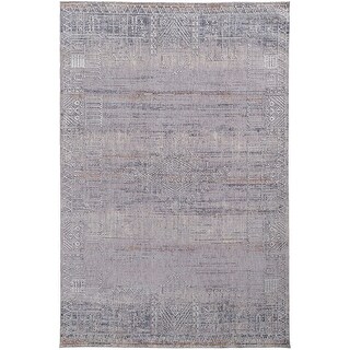 HomeRoots 12' X 15' Gray Ivory And Orange Geometric Power Loom ...