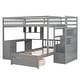 preview thumbnail 16 of 16, Wooden Versatile Full Over Twin Bunk Bed with L-shape Desk(w/Drawers, Shelf), Stairs Side-drawers, Footboard Drawer, Guardrail