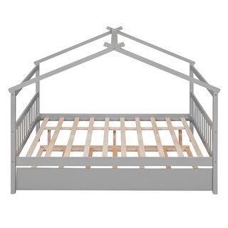 Full House Bed with Twin Trundle & Headboards - Pine Wood