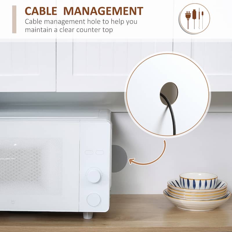 Kitchen Pantry Storage Cabinet with Microwave Oven Countertop