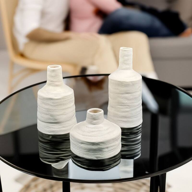 Set of 3 Vintage White Ceramic Candle Holders