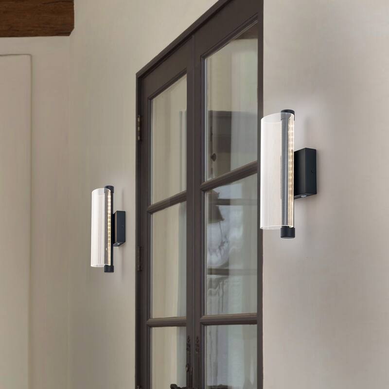 C Cattleya 3CCT Integrated LED Outdoor Wall Sconce with Etched Acrylic Shade