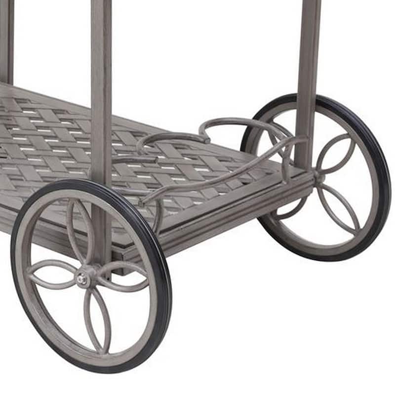 Mace Outdoor Patio Tea Cart, Quiet Rolling Wheels, 36 Inch, Aluminum, Gray
