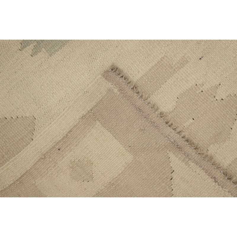 Hand Woven Oriental 100% Wool Carpet Southwestern Tribal Beige & Ivories Kilim Area Rug - 7' 0'' X 4' 6''