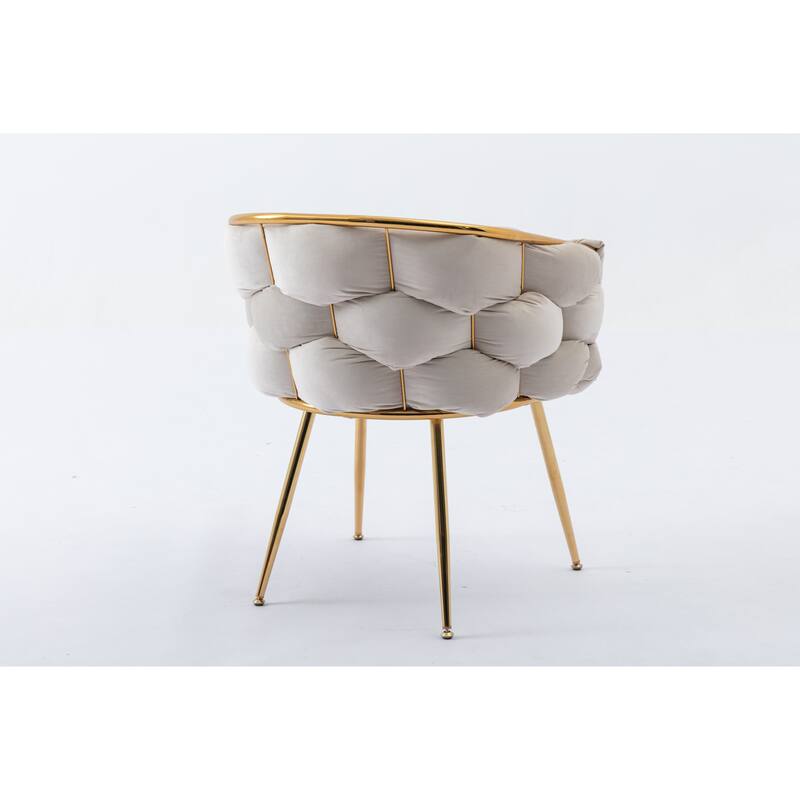 Beige Modern 28.7" Velvet Upholstered Accent Chairs with Gold - Plated Metal Legs (Set of 2)