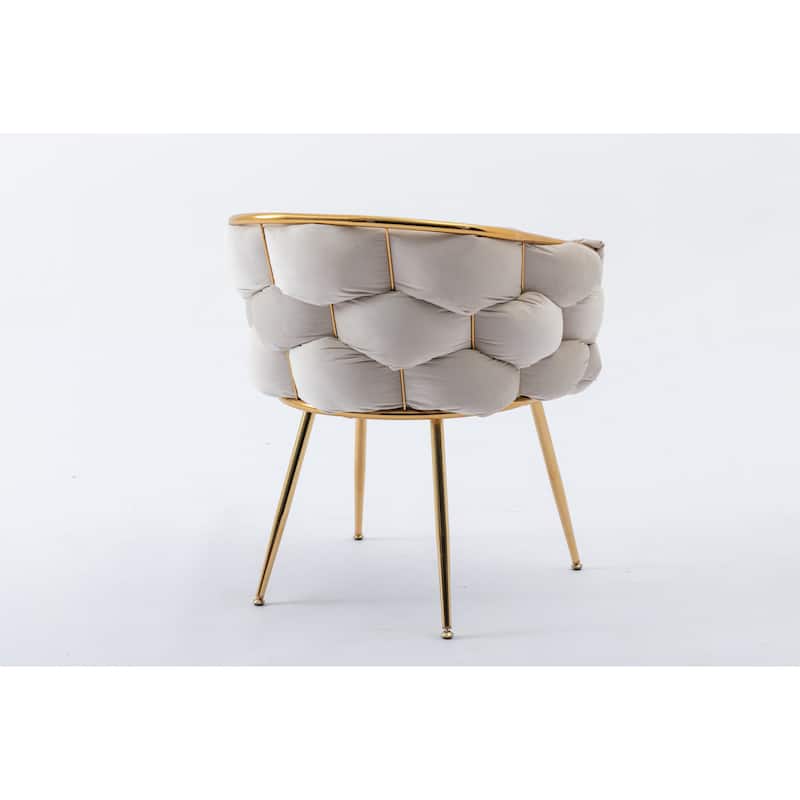 Modern 28.7" Velvet Upholstered Accent Chairs with Gold - Plated Metal Legs (Set of 2)