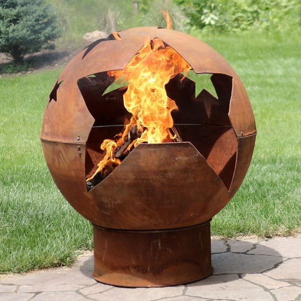 Shop Sunnydaze Starry Night Rustic Wood Burning Fire Pit
