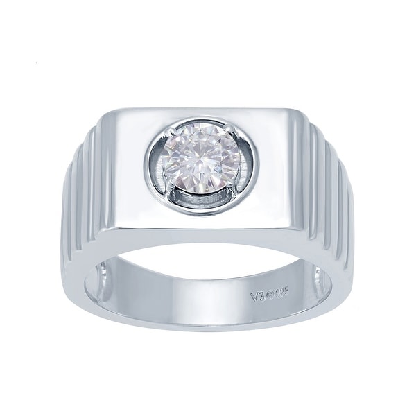 Sterling Silver with Natural Moissanite Solitaire Ring. Opens flyout.