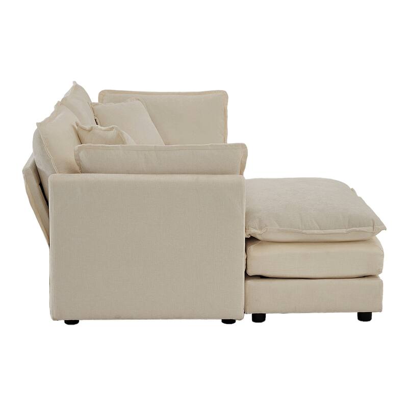 Modern L shaped sectional sofa with footstool for small space living