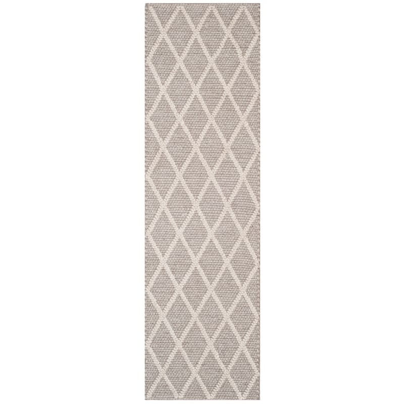 SAFAVIEH Handmade Natura Qiong Wool/ Viscose Trellis Rug - 2'3" x 8' Runner - Grey - Runner