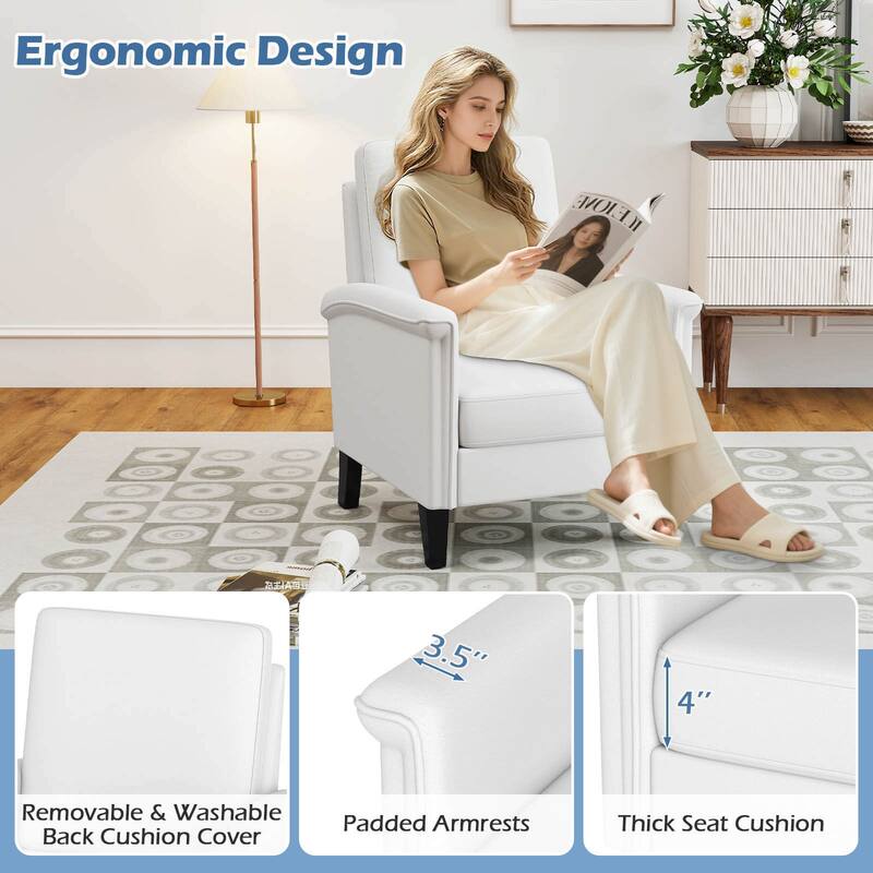 Costway 1/2 PCS Floral Accent Chair with Solid Wood Legs & High Back - See Details