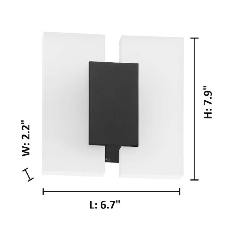 Eglo Metrass 2-light Matte Black LED Wall Light with White Satin Glass