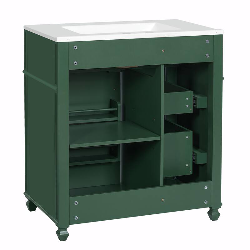 30" Bathroom Vanity Cabinet with Ceramic Sink Basin