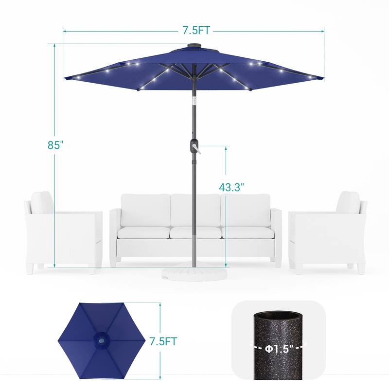 Bonosuki 7.5Ft LED Patio Market Umbrella Outdoor Table Umbrella
