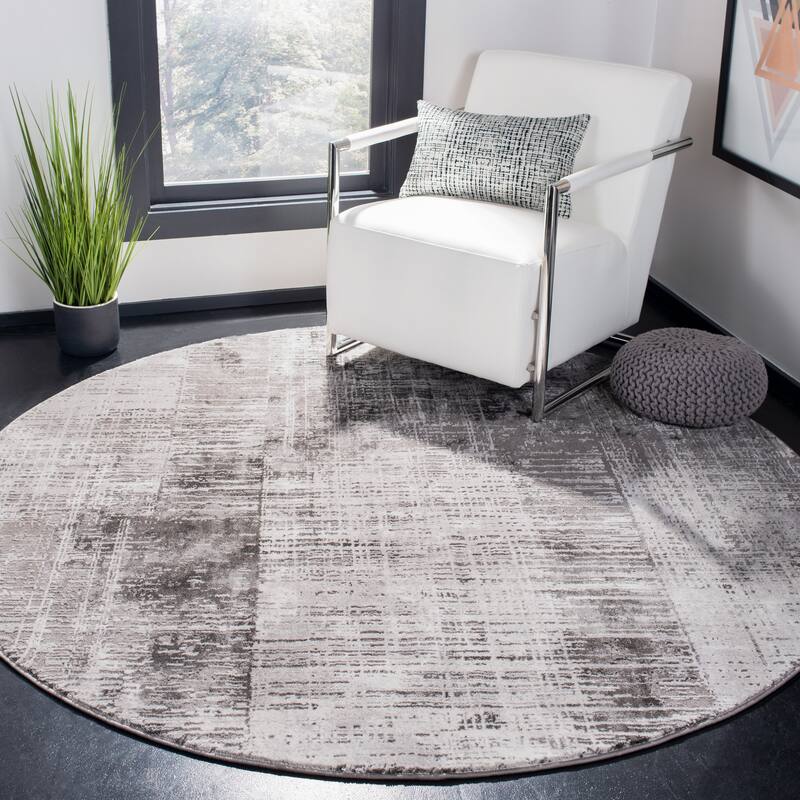 SAFAVIEH Craft Sadula Modern Abstract Rug - 6'7" Round - Grey/Dark Grey